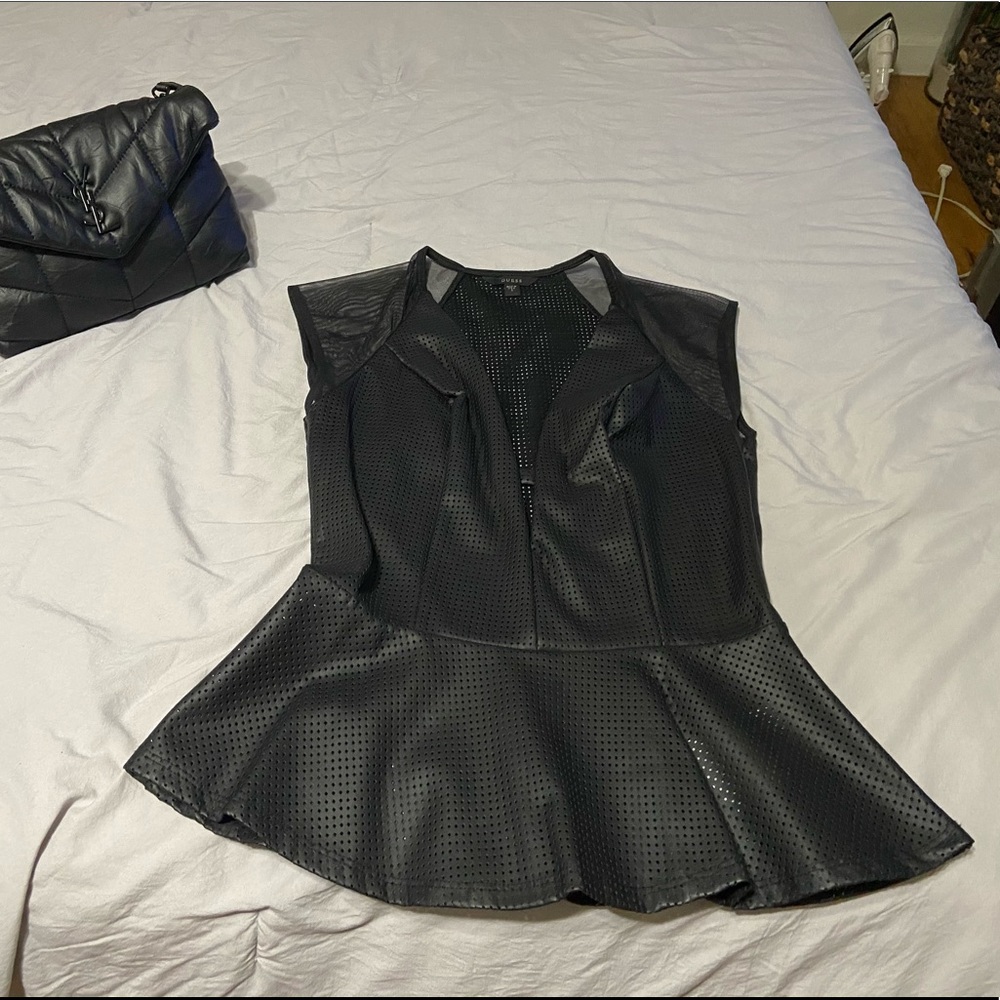 Guess Perforated Peplum Top